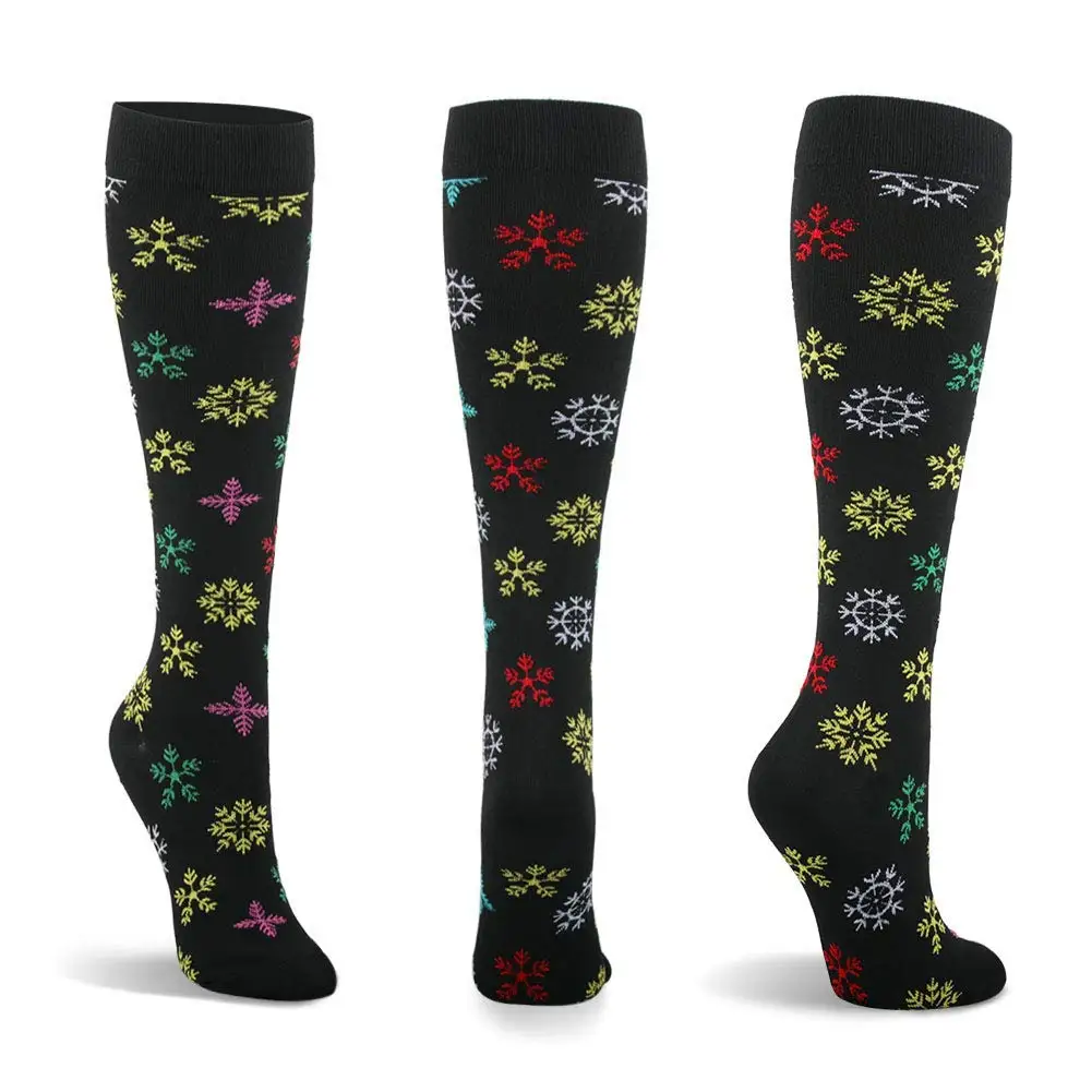 Medical Knee High Running Cycling 20-30 mmhg Women Fancy Holiday Cozy Christmas Compression Socks