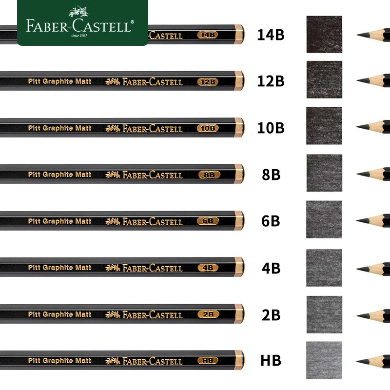 Матовый графитовый карандаш Faber-Castell для рисования художественный затенения черного цвета графитовые