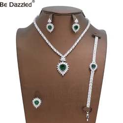 2021 jewelry display set dubai bridal jewelry sets blue zircon accessories fashion Women wedding jewelry sets 4pcs