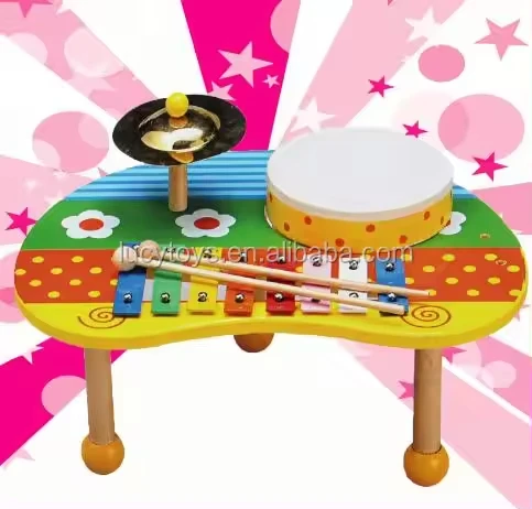 2023 Wholesale Animal Colorful Baby Wooden Musical Toy Tambourine