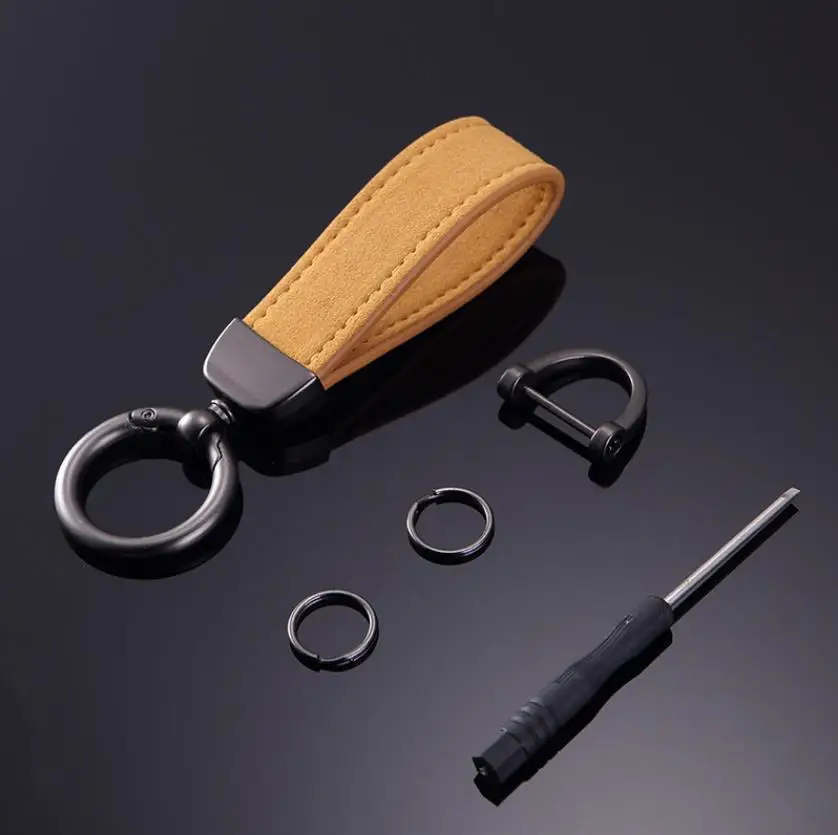 Custom Logo Leather Key chain For Car Suede Alcantara Amg Bwm M Sline Keychain