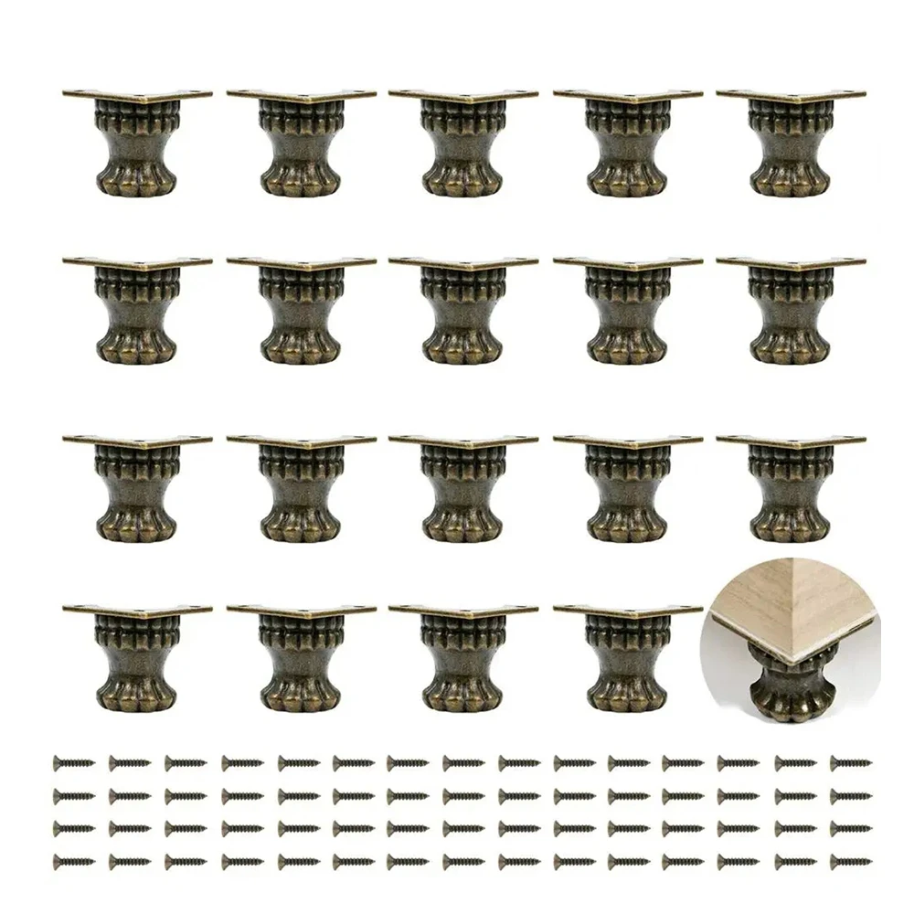 20pcs Zinic Alloy Antique Brass Jewelry Box Feet Retro Design Decorative Legs Wood Case Legs Hardware for  Gift Jewelry Wood Box