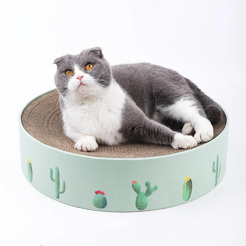 Cat Scratch Board Round High-density Wear Resistant Plastic Shell Corrugated Cat Scratch Board Pet Cat Toy