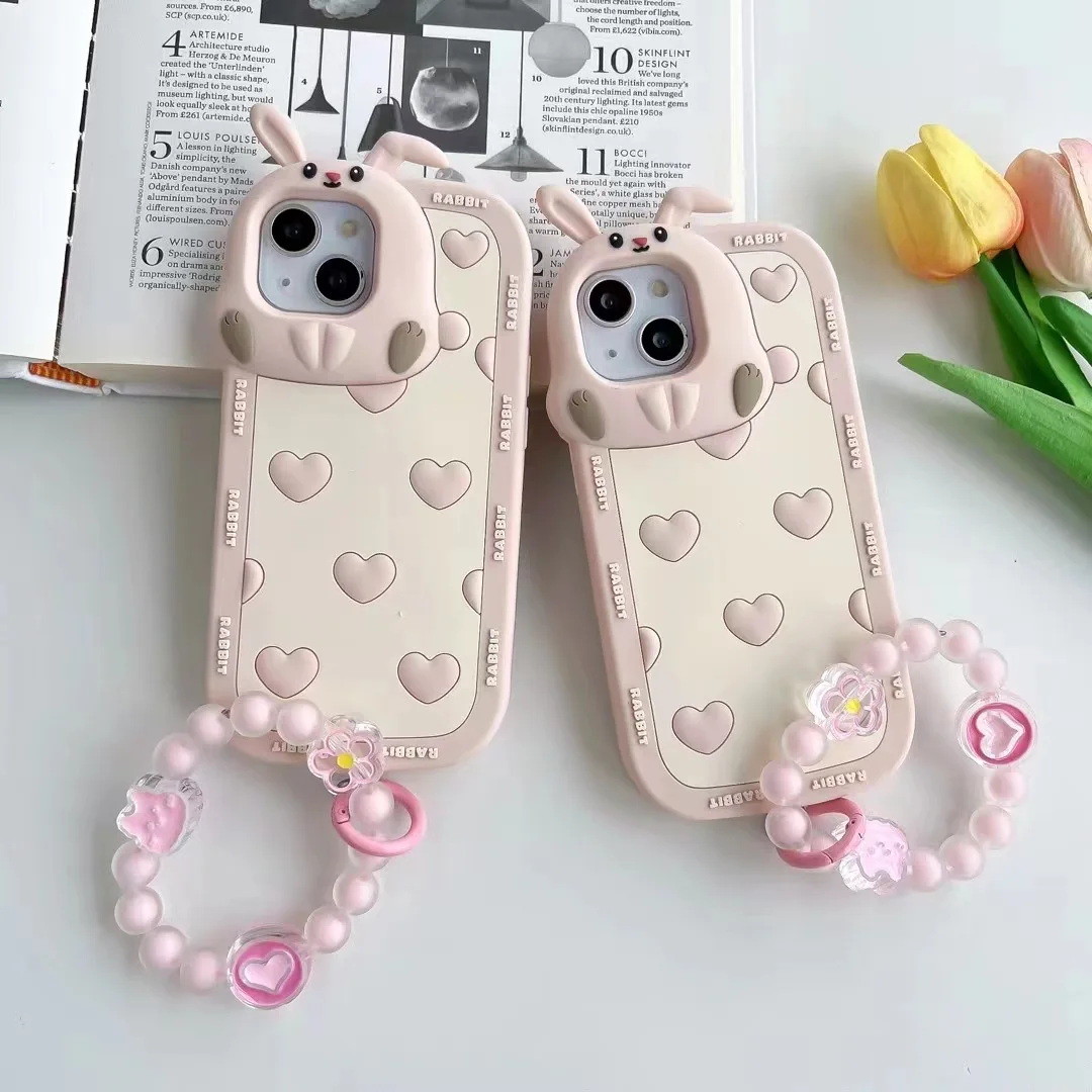 2022 new funny love rabbit style phone case for girls silicone phone cover for iphone 14 pro max