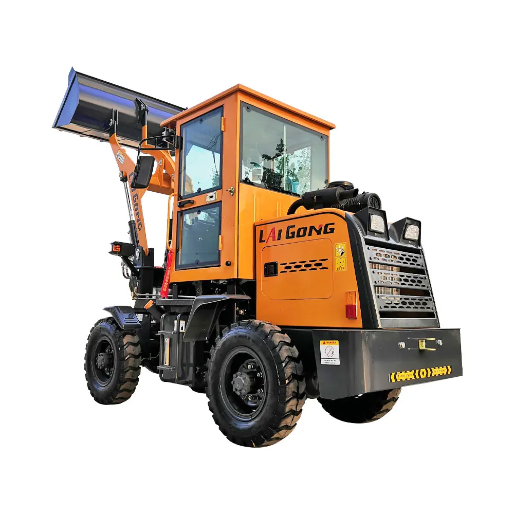 Articulated mini wheel loader skidsteer wheeled flexible multifunctional use yellow painting