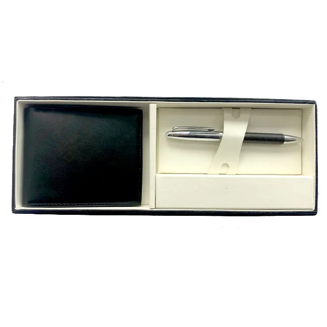 luxury customized genius wallet with pen business gift set for men