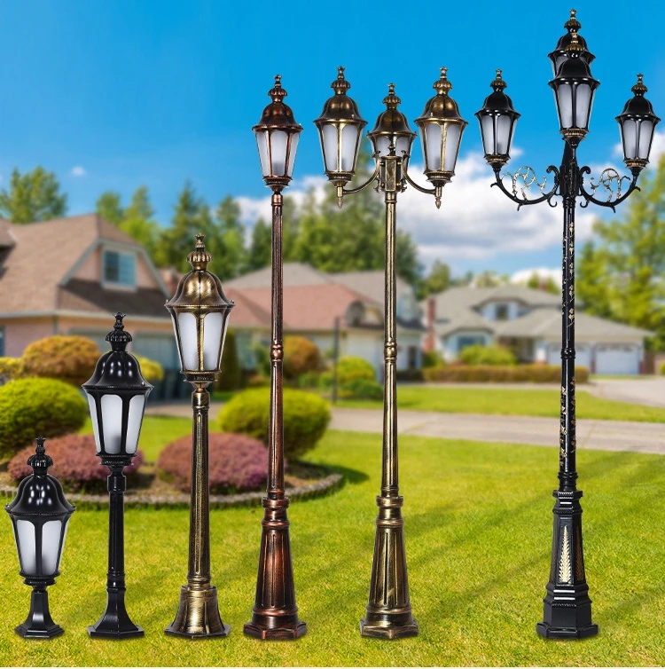 Professional Manufacture Outdoor Decorative Antique Cast Iron Street Lamp Post Led Garden Pole Light