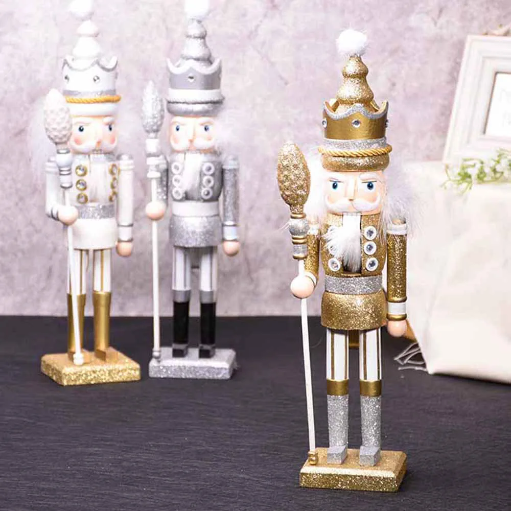 wholesale Christmas decoration wooden nutcracker with glitter Christmas nutcracker soldier