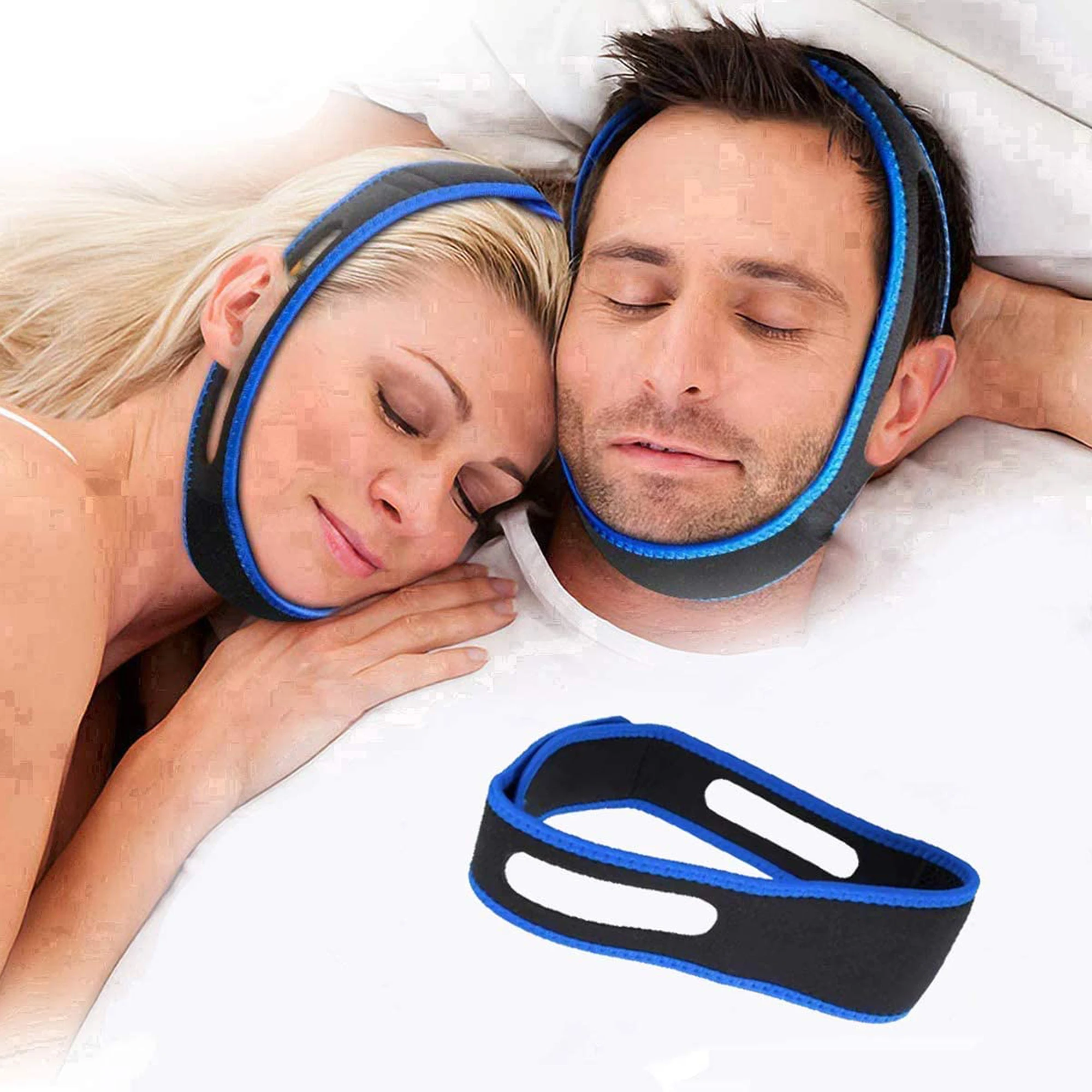 Anti snore sleep deep guard stopper aid device adjustable chin strap