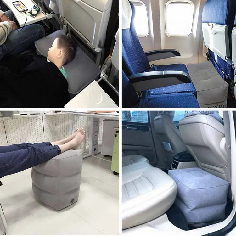 Multifunctional Flocking Leg Rest Car Pillow Inflatable Foot Rest Pillow For Travel Home Office