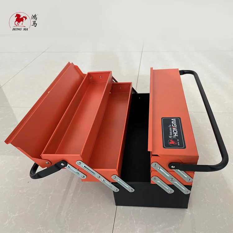 Metal roller cabinet tool trolley with stainless steel working top and tool box with hand tools sets
