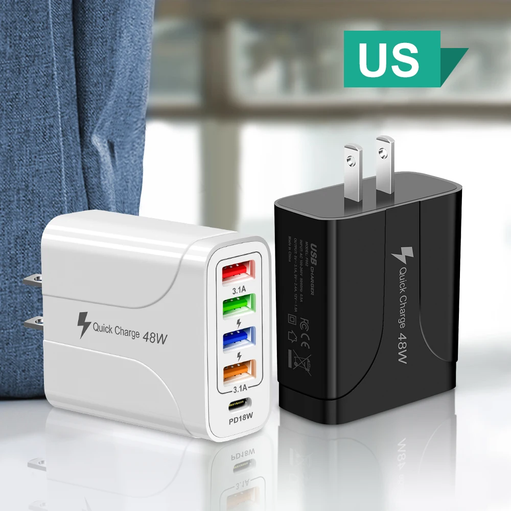 High speed multi port 5 Usb 5.1A US UK EU plug  Usb wall charger adapter travel charger for cellphone charger