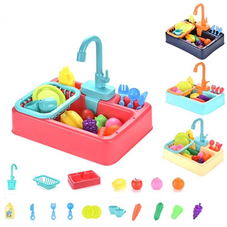 Kids educational pretend play dishwasher circulating water kitchen toy sink toys