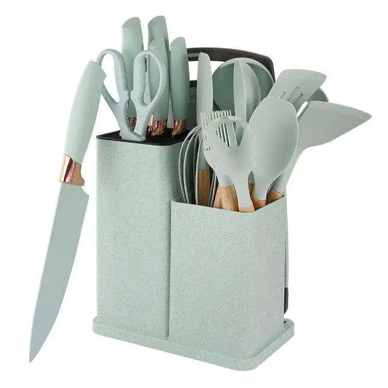 Multi Use Customized Non Stick Kitchen Accessories Cooking Utensils Set with Oil Brush Spatula Turner Whisk