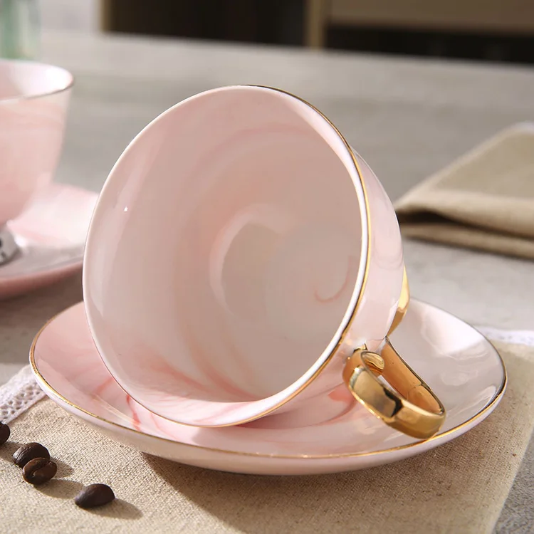 
Modern Marble Design Ceramic Coffee Cup With Saucer 