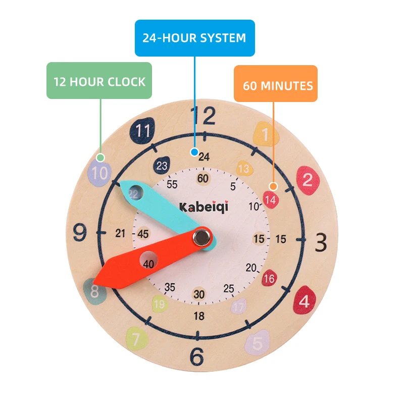 Cartoon Animal Wooden digital time clock toy Kids Wooden education blocks Clock Toy