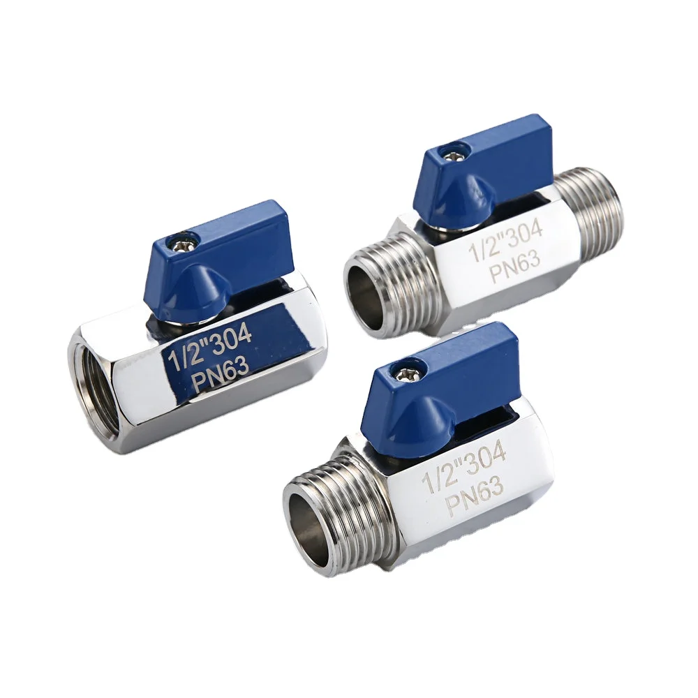 High temperature resistance 304 316 stainless steel mini ball valve NPT/BSPT internal thread x Male Thread Shut-Off Valve