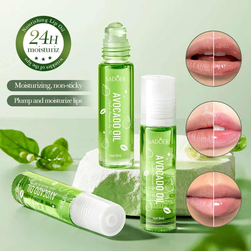 SADOER Lip Beauty Products Natural Peach Avocado Strawberry Orange Lip Oil Moisturizing Hydrating Nourishing Makeup Lip Gloss