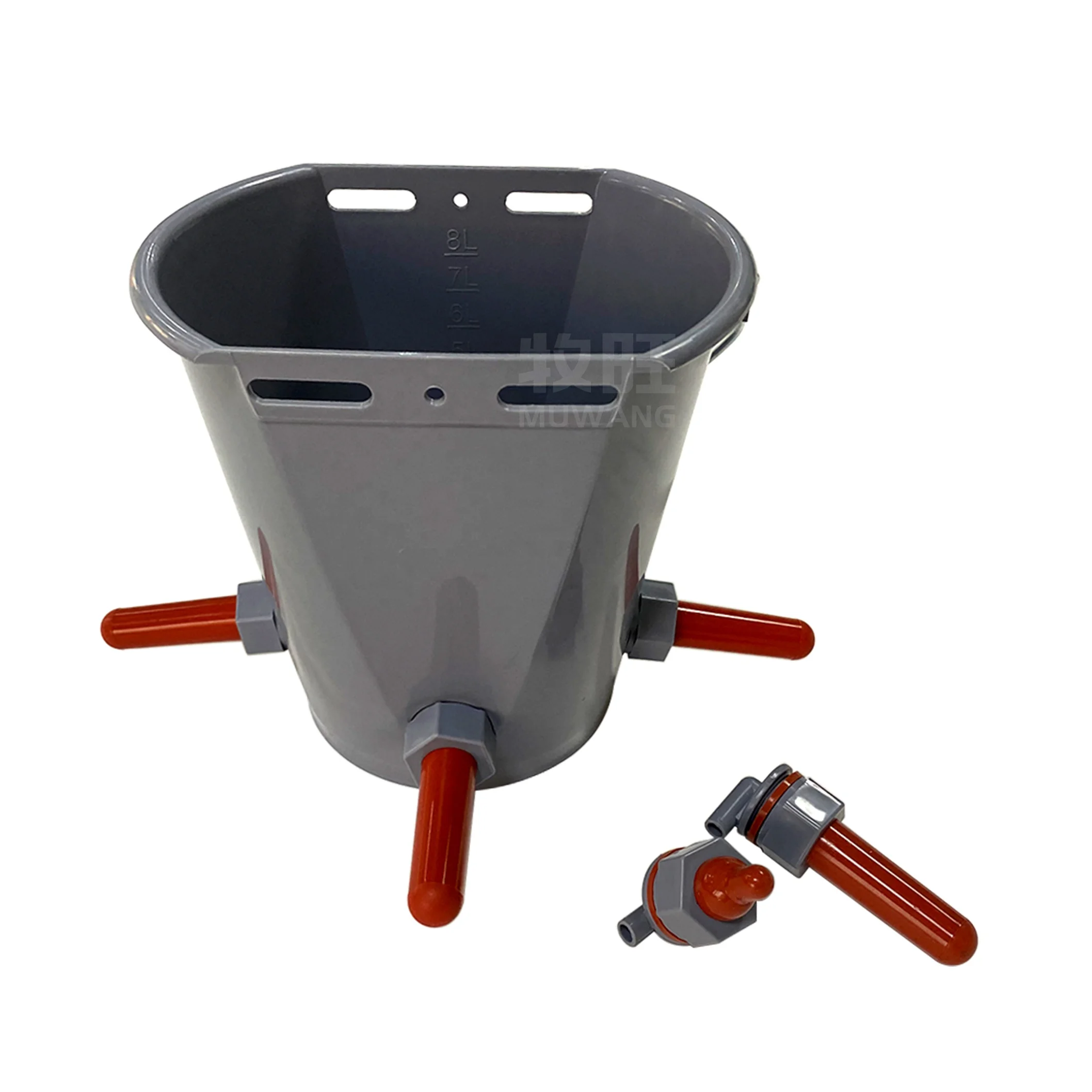 8L livestock veterinary animal milk feeding bucket calf feeder with Rubber Nipple