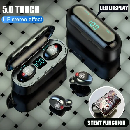 
F9 Wireless Earphone Bluetooth 5.0 TWS Mini In-ear Earbuds Sports Running Gaming Headset with LED Power Display 