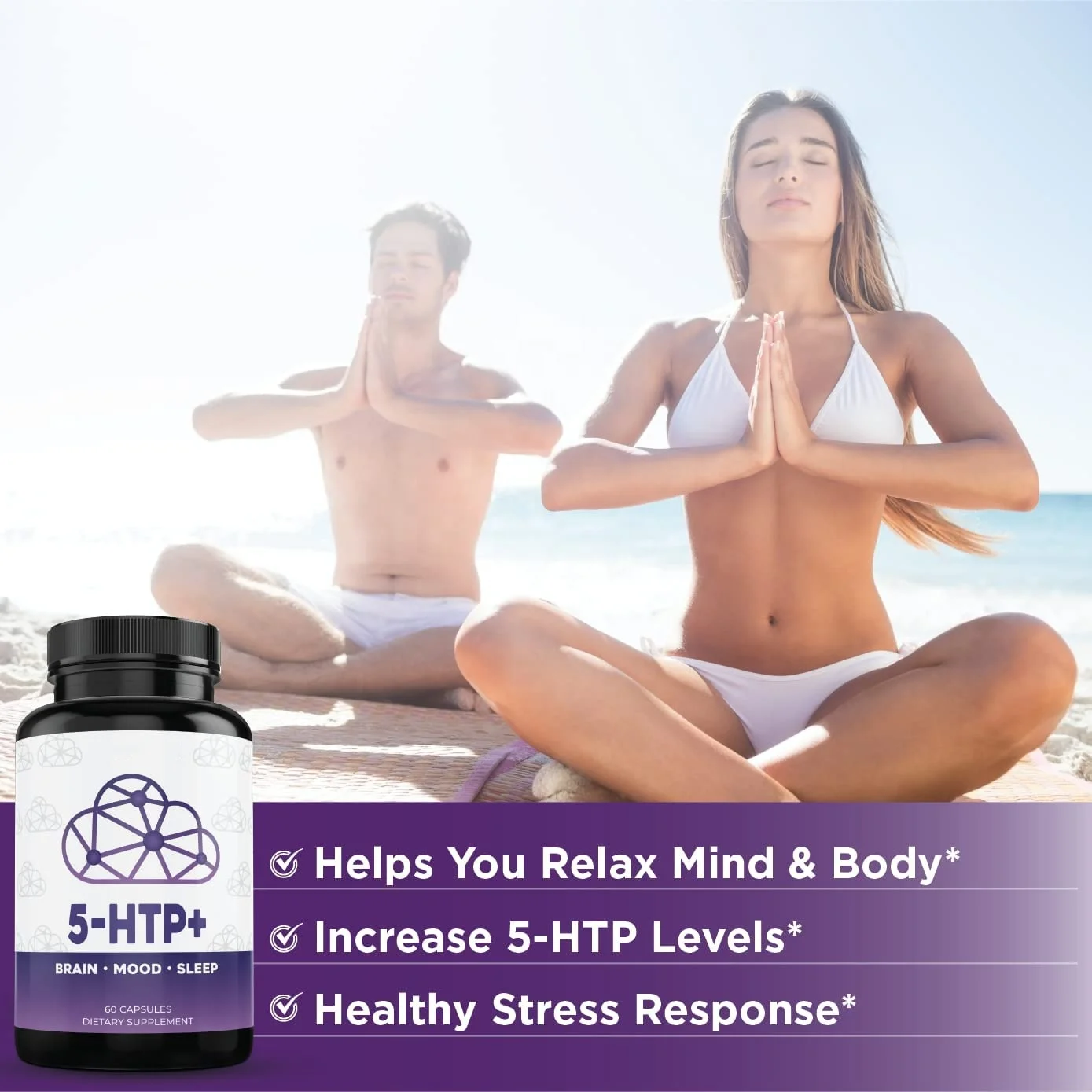 Wholesales 5-Hydroxytryptophan 5-HTP Capsules for Brain, Sleep, Eating Behavior, and Serotonin Support