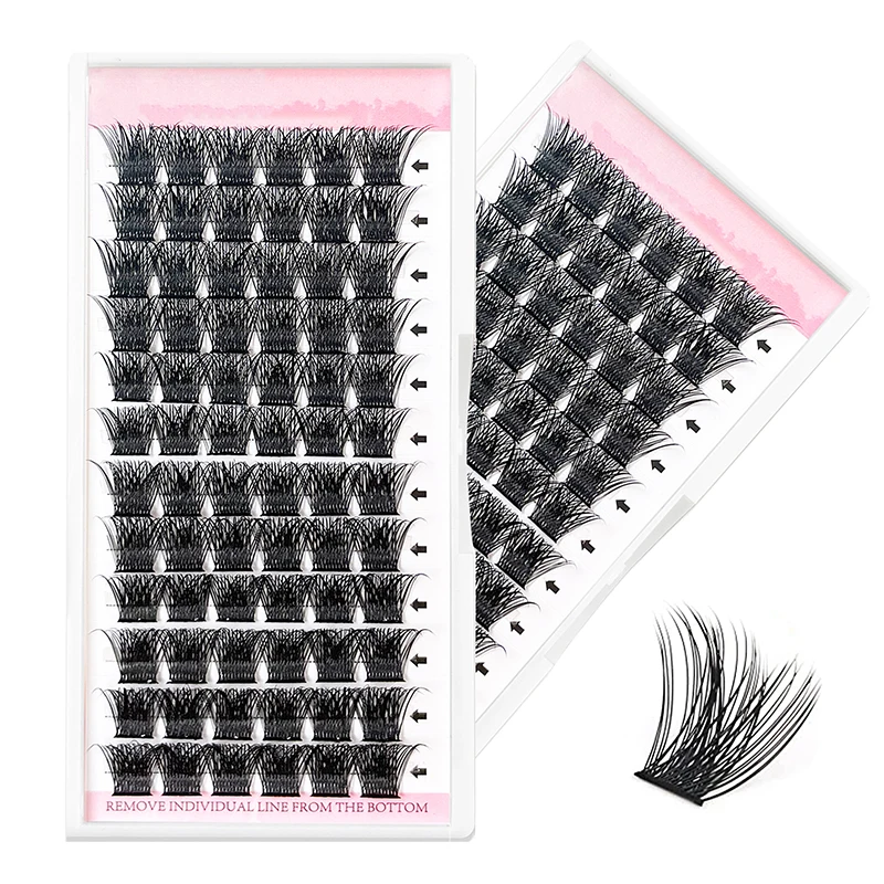 wholesale fluffy 4 in 1 mixed sizes 8-16mm extensions cluster lash customizable diy superfine 30d 480 kit with private labeling