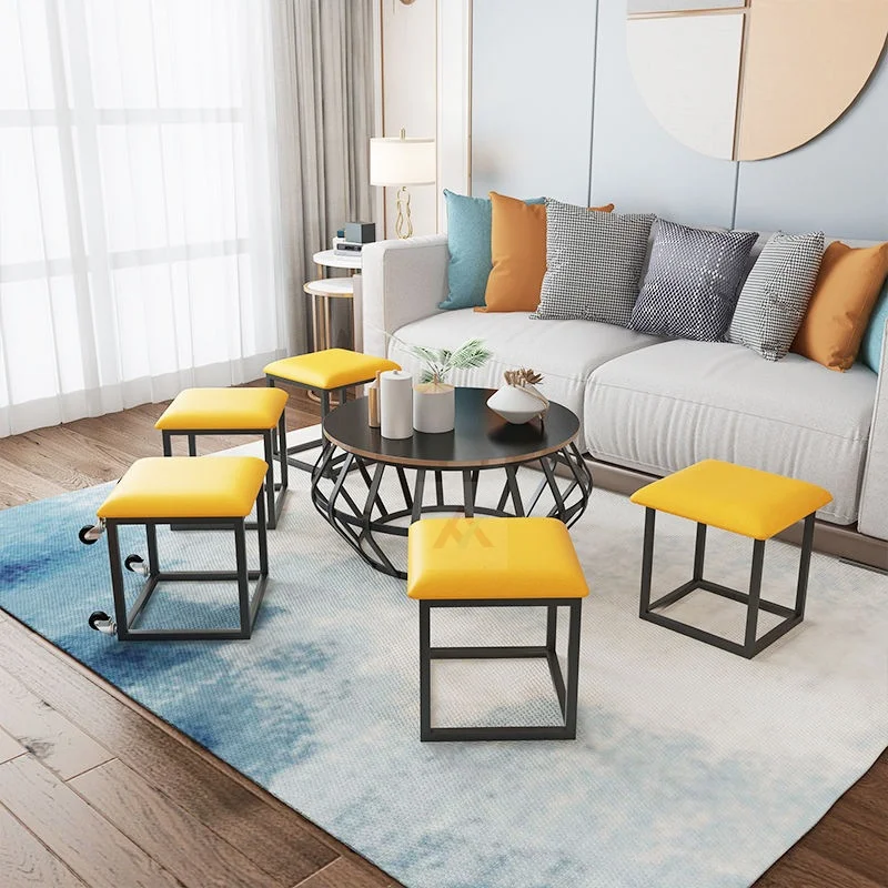 2024 Popular Magic Cube Combination Stool Rubik Cube Multipurpose Metal Chair Footrest Step Stool Padded Seat for Home