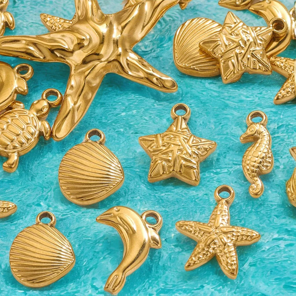 Stainless Steel Ocean Series Pendant Accessories Shell Conch Starfish DIY Necklace Pendant Bracelet Factory