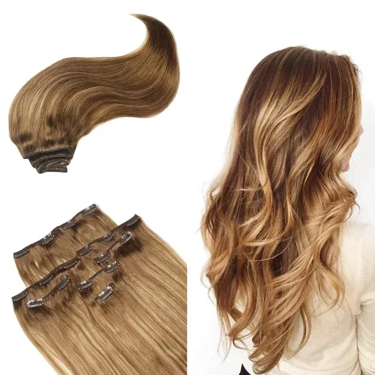 
Factory price Top Grade Double Drawn Skin PU Seamless Clip in Human Hair Extension 
