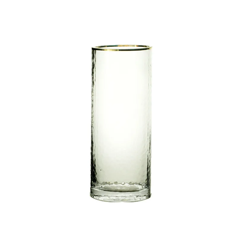 New product NEW glass vases for wedding center piece luxury glass cup tall glass vases with gold rim