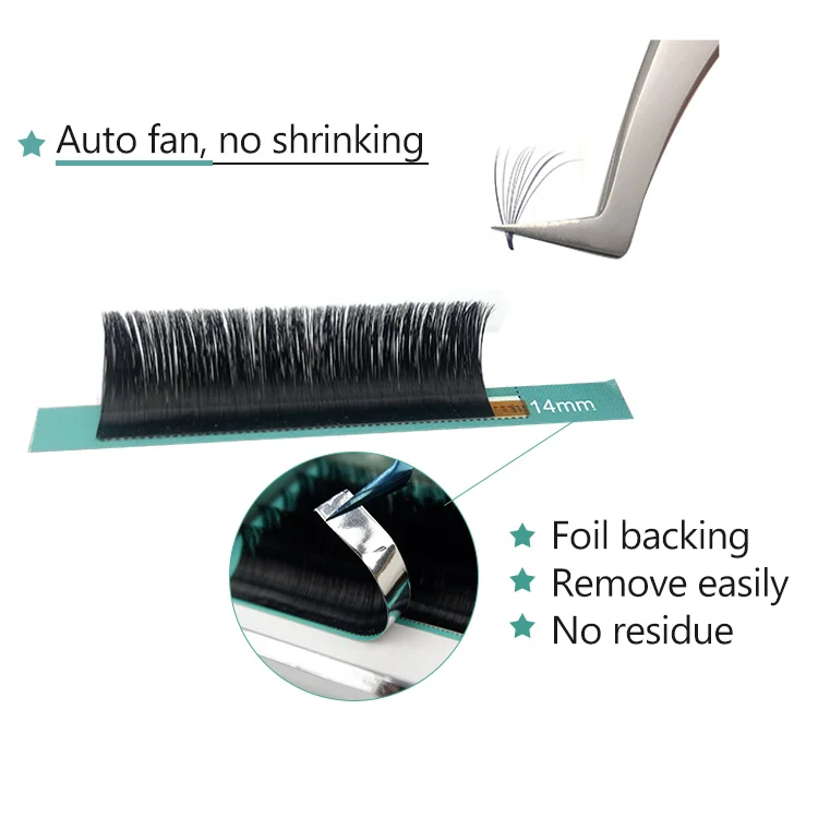 Qeelasee private label volume easy fanning eyelash extensions korean pbt easy fan eyelash extensions