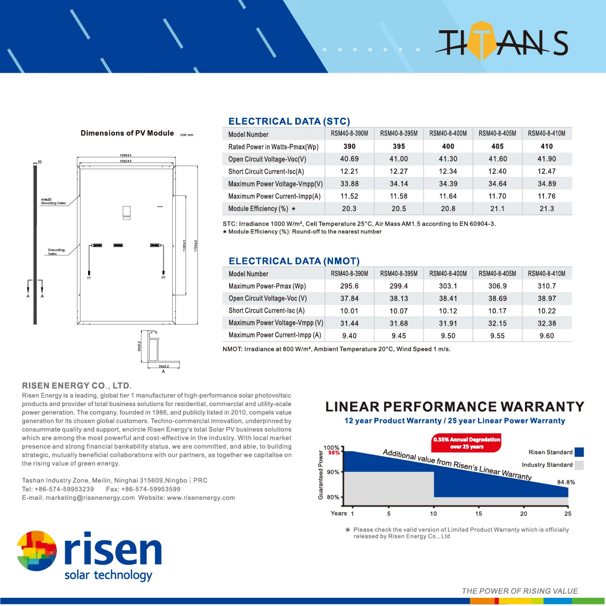 RSM40-8-390M-410M Half-cell Module Solar Panel 390-415w Solar Power Panels For Rooftop Solar Power System