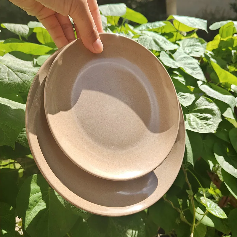 Compostable customized logo and printing rice husk dinnerware dinner set plates