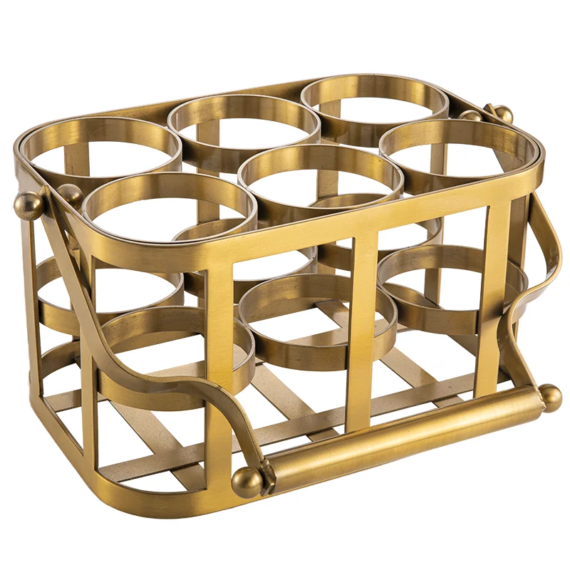 Light Luxury Golden stainless steel wine rack high end hotel home dining table wine rack