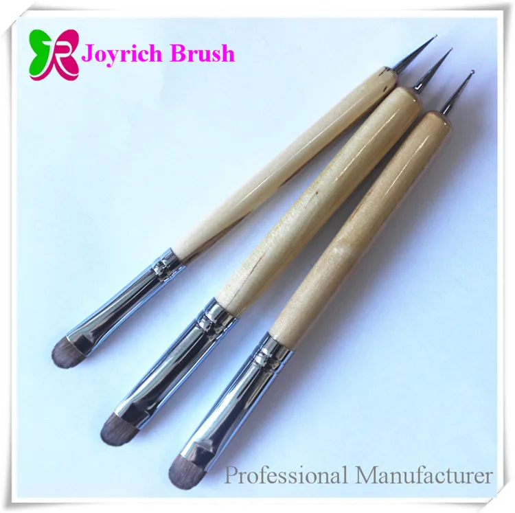 Best High Quality Nylon Hair and Acrylic Nail Art French Brushes Wooden Handle with Dotting Tool by French Nail Brush