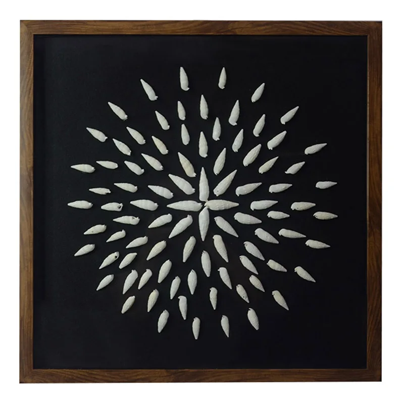 Wholesale customized 3D handmade natural shell painting living room wall art painting with photo frame
