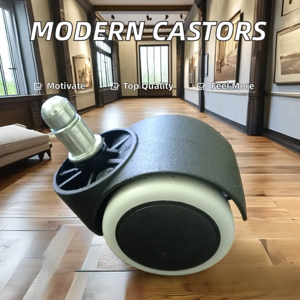 Black Modern Office Chair Caster Wheels PU Nylon with Transparent Trolley PVC Swivel Castor for Hotel Use