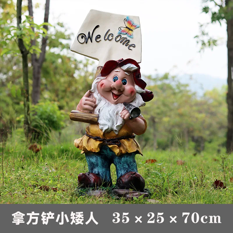 Human life size outdoor cartoon fiberglass snow white princess and seven dwarfs fairy tale resin mini gnome statue sculpture