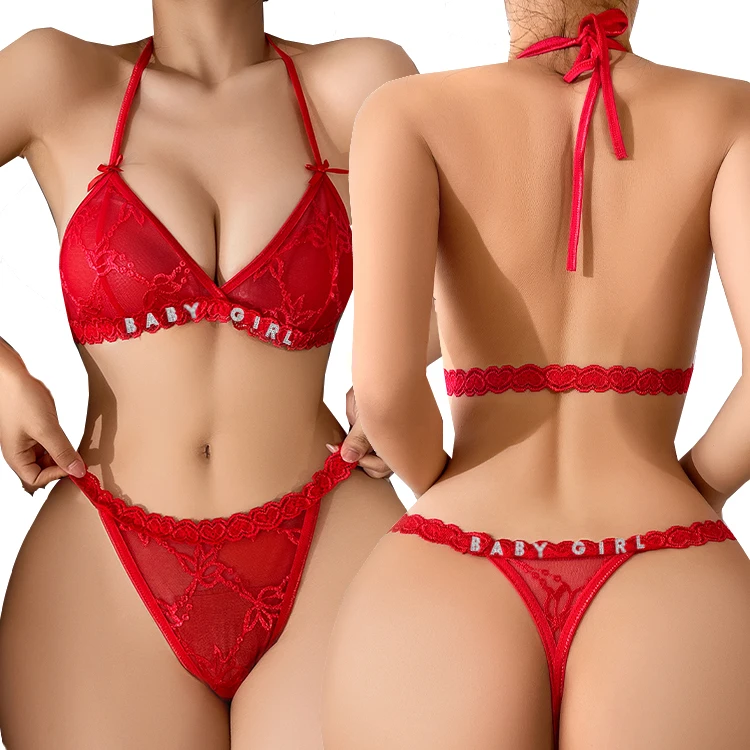 Customized colorful rhinestone lingerie women thong and bra lace bikini panties Personalized underwear plus size G-String Tangas