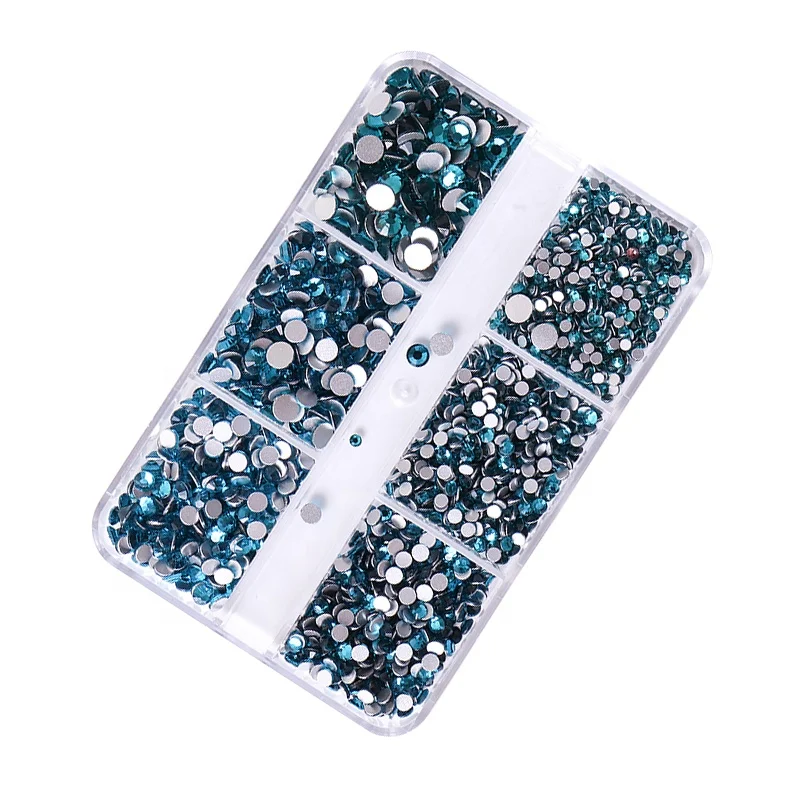 SZCT-029 1 Box 6 Cells Crystals Nail Art Rhinestone Rose Gold Silver Mixed Sizes DIY Nail Art 3d Decoration for Crafts Accessory