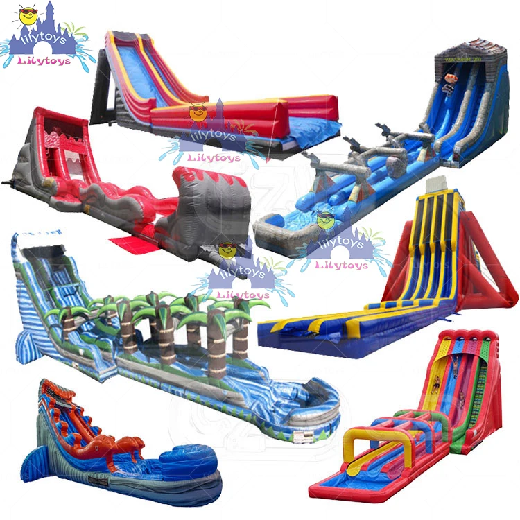 Дешевая Коммерческая водная горка Китай гигантская высокая большой размер изогнутая Детская уличная двойная надувная с бассейном