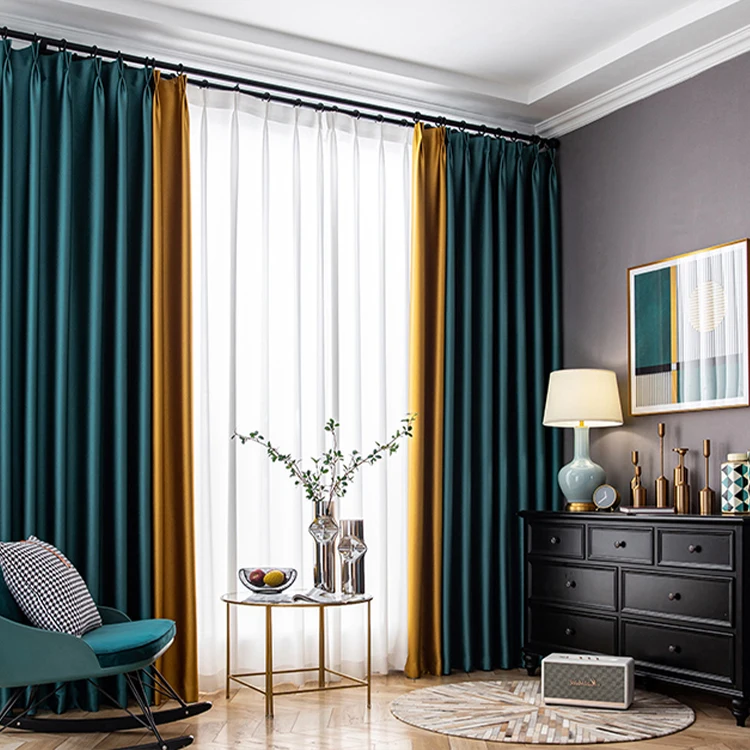 Out Curtains Living Room Window Curtain Wholesale Modern Nordic Simplicity Custom 100% Black Kitchen Blackout Curtain Woven