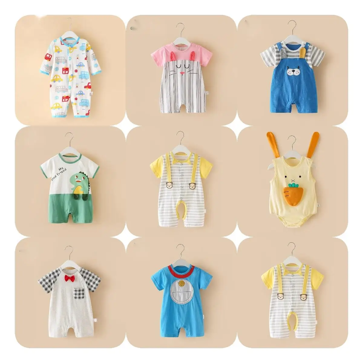customized Bodysuit Romper Organic cotton Romper Baby Wear elastic bottom wholesale kids baby