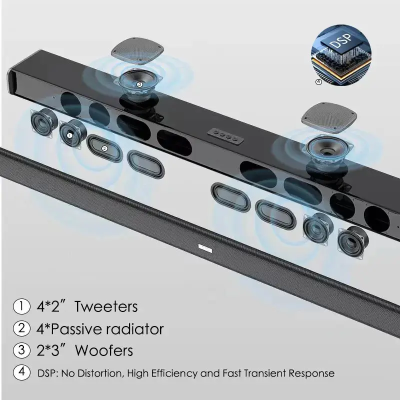 Sound Bars for TV Wireless BT Speaker Home Theater Surround Sound System TF Card/Aux Connection speakers