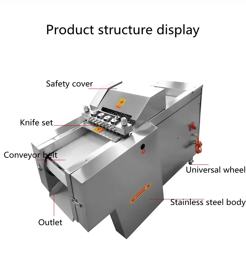 Chicken Frozen Meat Cutting Machine/ Pork Chop Chicken Breast Cutting Machine/ Beef Fish Meat Strips Cut Chopping Machine