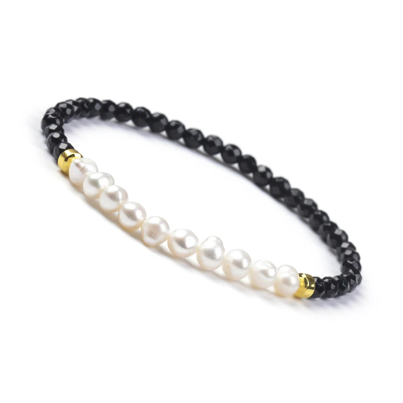 Customized Fashion Jewelry Semi-Precious Natural Stone Seed Beads Gemstone and Freshwater Pearl Stretchable Bracelet For Women
