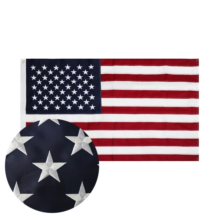 Wholesale Digital Silk Screen Printing USA 3x5 Flags Embroidered Stars and Stripes  Polyester Nylon American Flag