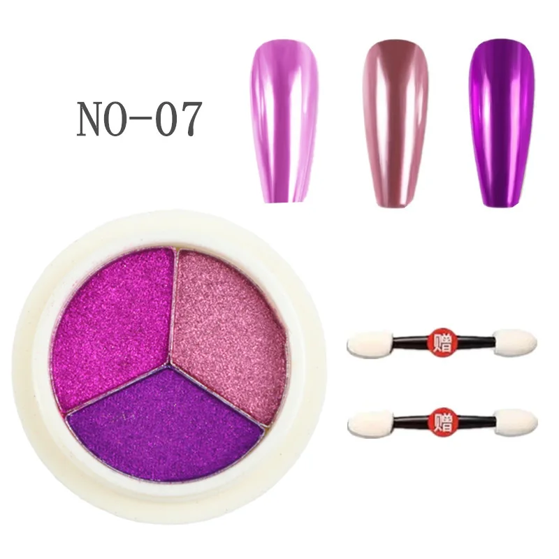 Chrome Nails Powder Mermaid Powders Mirror Nail Pigment Mixed 3 colors sets Nail Polish Mirror Powder