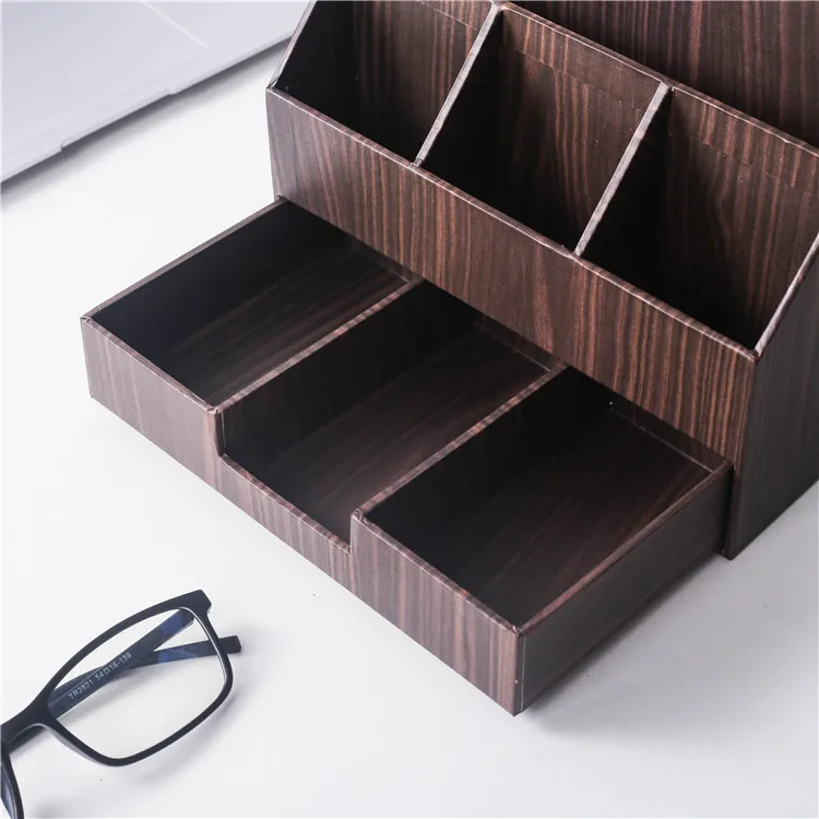 Многофункциональный коричневый Настольный органайзер для учеников руководителей, современный органайзер для офисного стола