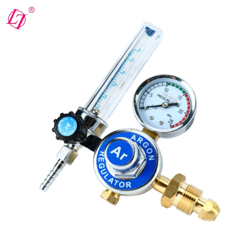 Argon Regulator With Flowmeter TIG MIG CO2 Regulator 0 to 25 L/MIN - 0 to 25 MPA Pressure Gauge CGA580 Inlet Connection